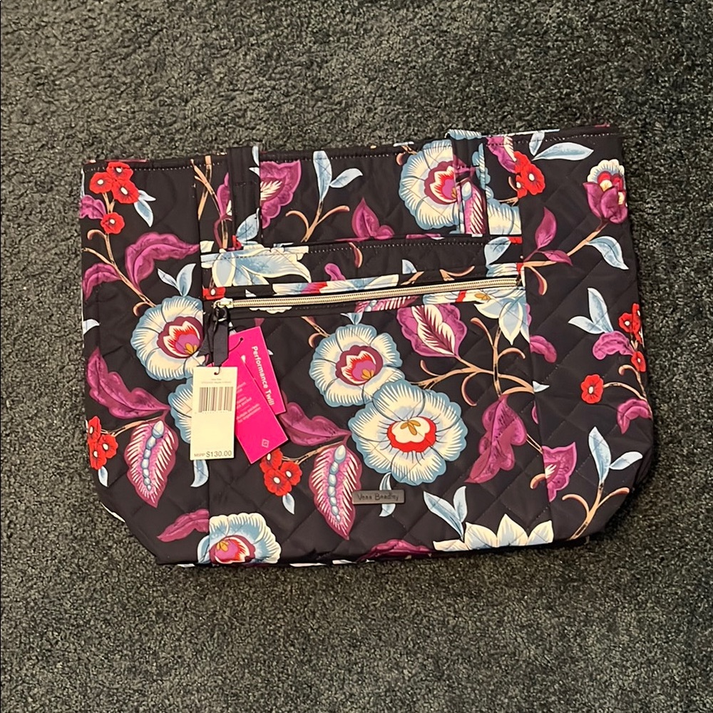 Vera Bradley Floral Tote Bag - Black and Multicolor